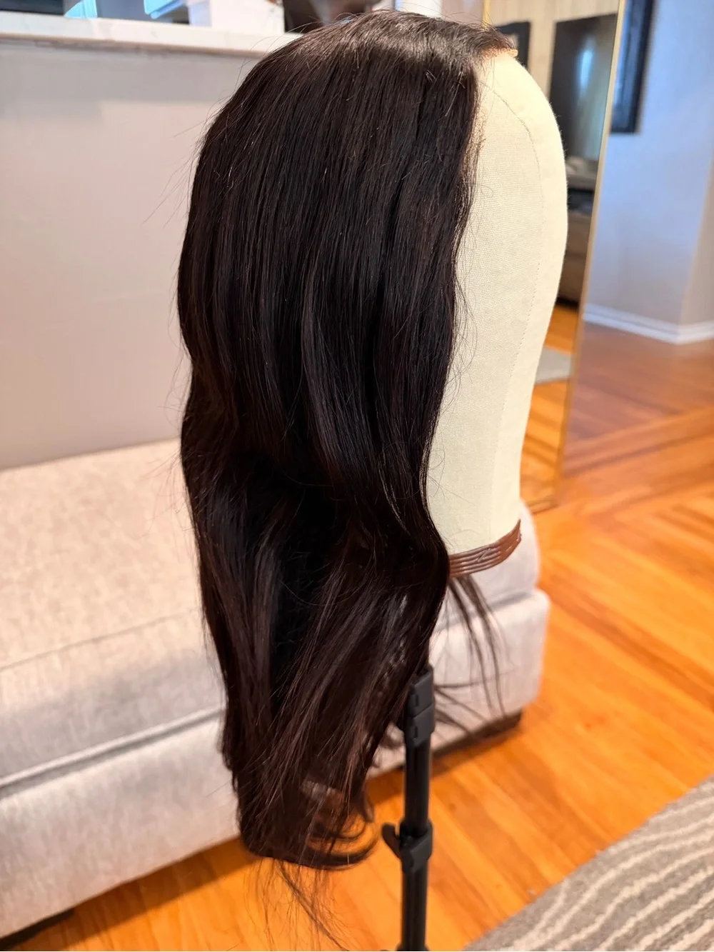 20” Nat Black Straight Human Hair Wig 13x6 HD Lace Front 180% Density #069